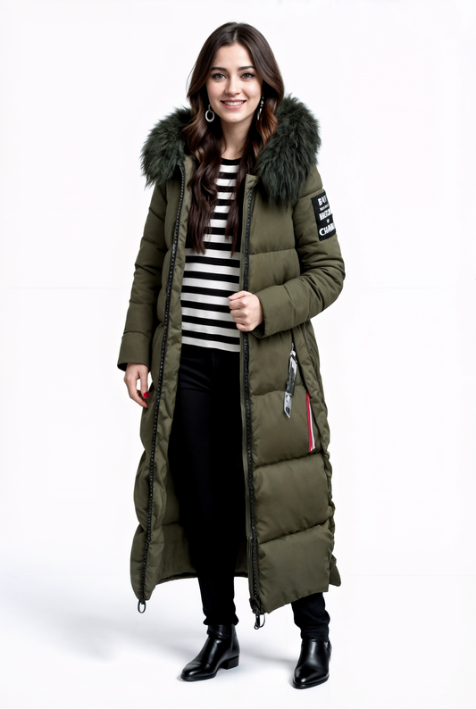 Winter Coat With Fur Collar Warm Knit